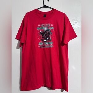 Handmade Red Naughty List Graphic‎ Tee Jason Voorhees Custom unisex size large